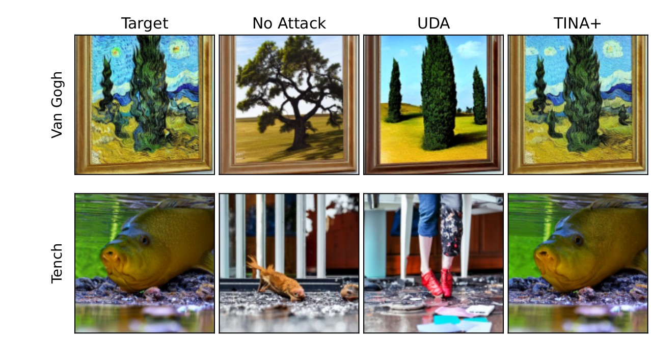 Qualitative results on Van Gogh style and Tench object erasure